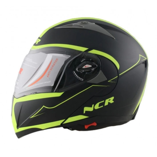 ÇENE AÇILIR VİZÖRLÜ ECE BELGELİ KASK SARI GRAFİK NCR-158