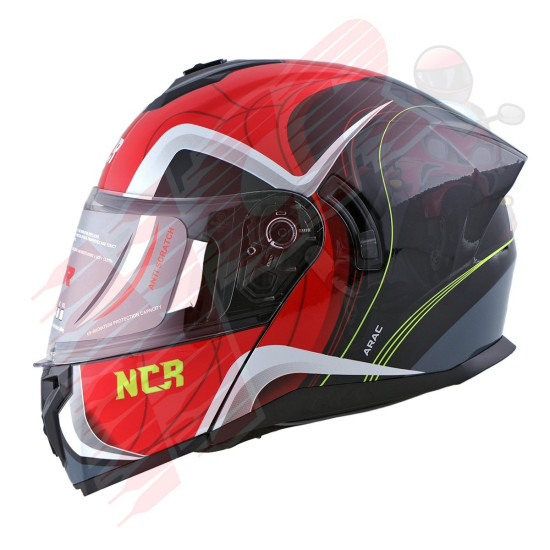 KASK ÇENE AÇILIR VİZÖRLÜ 166 ECE BELGELİ-PARLAK KIRMIZI GRAFİK