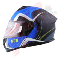 KASK ÇENE AÇILIR VİZÖRLÜ 166 ECE BELGELİ-MAT MAVİ GRAFİK