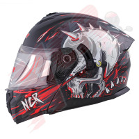 KASK ÇENE AÇILIR VİZÖRLÜ 166 ECE BELGELİ-UZAYLI KIRMIZI GRAFİK