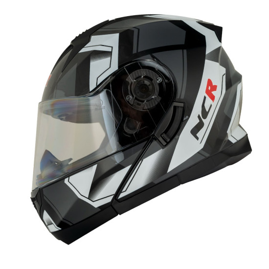 KASK ÇENE AÇILIR VİSORLÜ 162  ECE BELGELİ- PARLAK BEYAZ GRAFİK