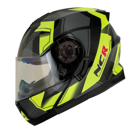 KASK ÇENE AÇILIR VİSORLÜ 162  ECE BELGELİ- NEON SARI GRAFİK