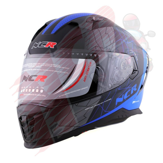 KASK KAPALI VİSÖRLÜ M69 ECE BLG MAVİ GRAFİK
