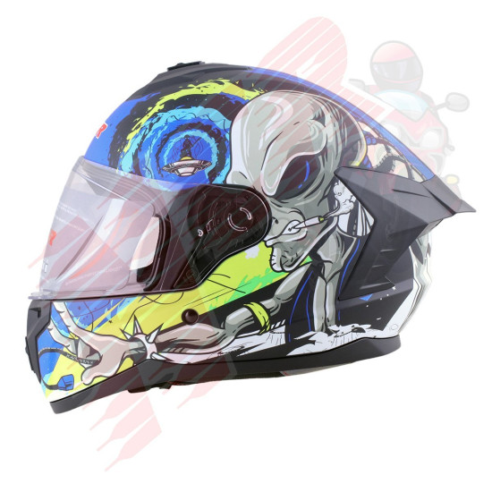 KASK KAPALI M70 ECE SERTİFİKALI-UZAYLI MAVİ SARI