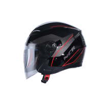 KASK ÇENESİZ VİZÖRLÜ 708 ECE BELGELİ - PARLAK SİYAH KIRMIZI GRAFİK