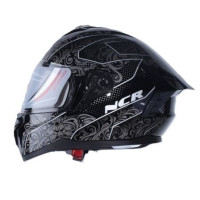 KASK KAPALI M70 ECE SERTİFİKALI- PARLAK SİYAH BEYAZ GRAFİK