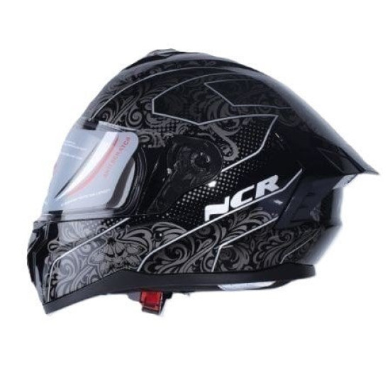 KASK KAPALI M70 ECE SERTİFİKALI- PARLAK SİYAH BEYAZ GRAFİK