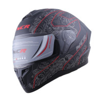 KASK KAPALI M70 ECE SERTİFİKALI- MAT SİYAH KIRMIZI GRAFİK