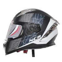 KASK KAPALI VİZÖRLÜ M69 ECE BELGELİ - BEYAZ GRİ/GÜMÜŞ HAVALANDIRMALI FORCE GRAFİK