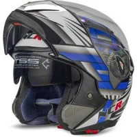 ÇENE AÇILIR VİZÖRLÜ ECE BELGELİ KASK SİYAH MAVİ NCR-158