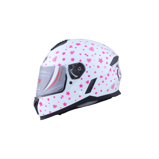 KASK KAPALI 802 ÇOCUK ECE BELGELİ- BEYAZ PEMBE QUEEN GRAFİK NCR