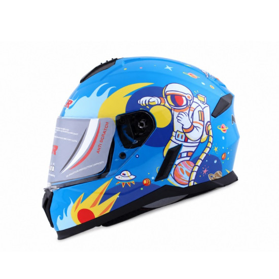 KASK KAPALI 802 ÇOCUK ECE BELGELİ - SPACE 2 MAVİ GRAFİK NCR