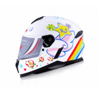KASK KAPALI 802 ÇOCUK ECE BELGELİ - UNICORN BEYAZ GRAFİK NCR