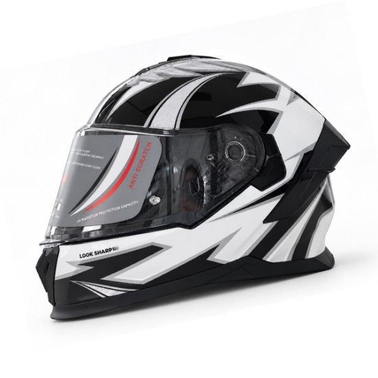  KASK KAPALI M73 ECE SERTİFİKALI- SİYAH WING GRAFİK  NCR