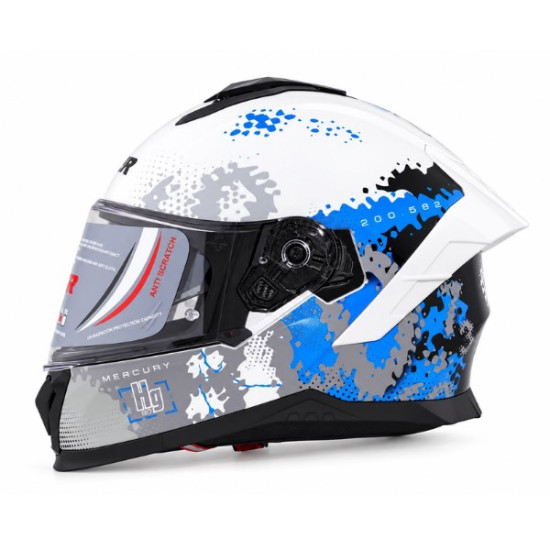 KASK KAPALI M73 ECE SERTİFİKALI- MERCURY BEYAZ GRAFİK NCR