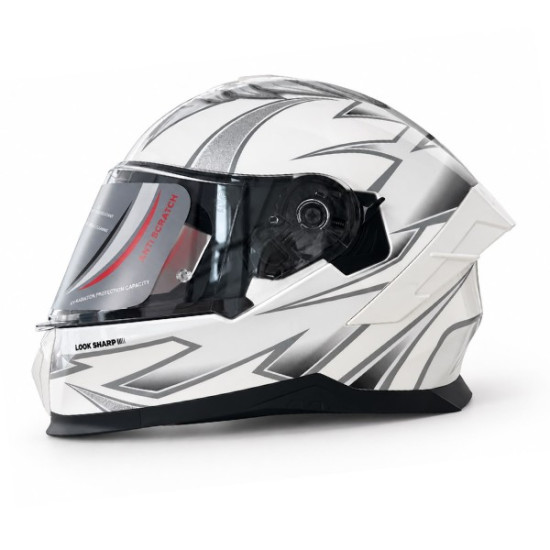 KASK KAPALI M73 ECE SERTİFİKALI- GÜMÜŞ WING GRAFİK NCR