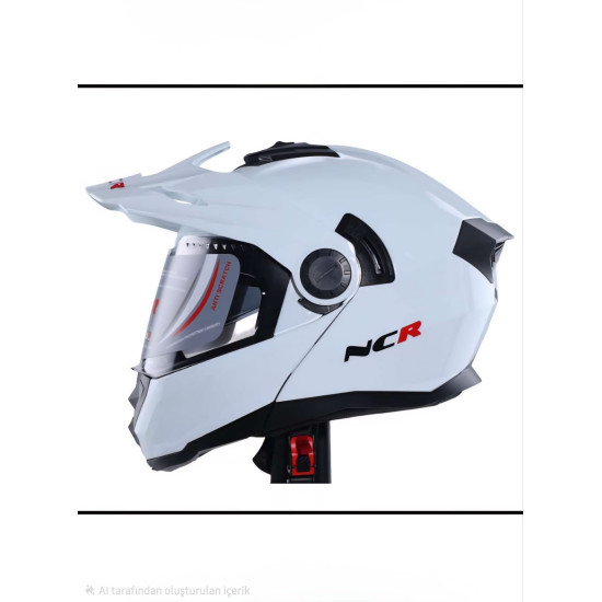 KASK ÇENE AÇILIR VİZÖRLÜ 165 ECE BELGELİ - PARLAK BEYAZ NCR