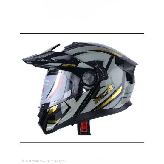 KASK ÇENE AÇILIR VİZÖRLÜ 165 ECE BELGELİ - SARI GRİ GRAFİK NCR