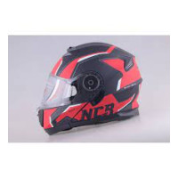 ÇENE AÇILIR KASK VİZÖRLÜ KIRMIZI-SİYAH 160 ECE BELGELİ NCR 