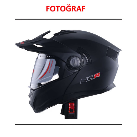 KASK ÇENE AÇILIR VİZÖRLÜ 165 ECE BELGELİ - MAT SİYAH NCR